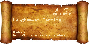 Langhammer Sarolta névjegykártya